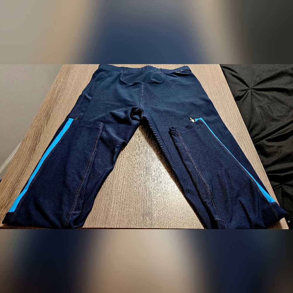 Womens Nike Navy/Caroline blue dri fit compression running leggings size LG - Picture 3 of 8